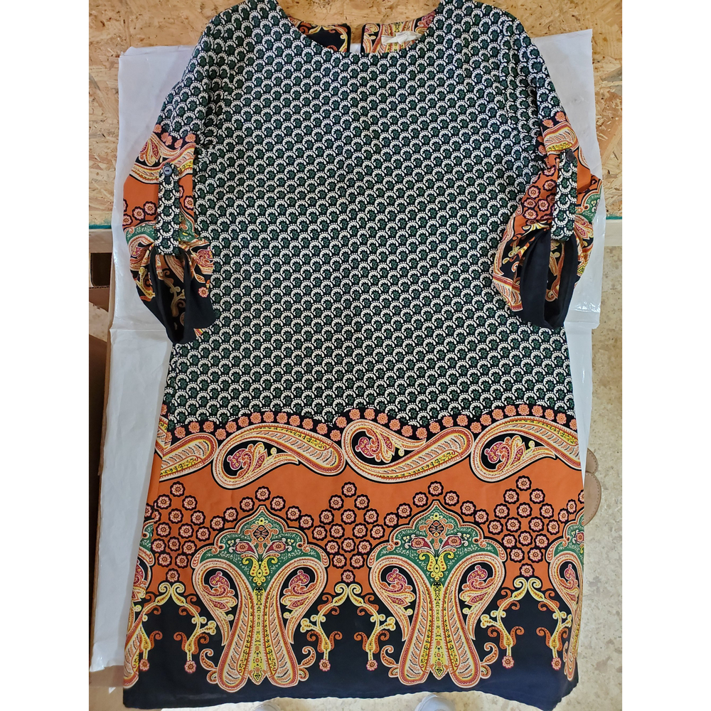 Freeway made in USA colorful paisley print dress back zip